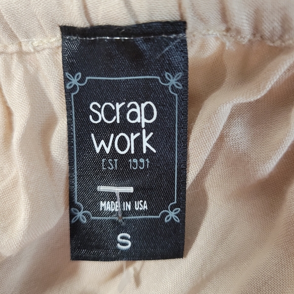 Scrap Work Womans Peasant Blouse embroidered sleeves Size S USA Made - Picture 5 of 7